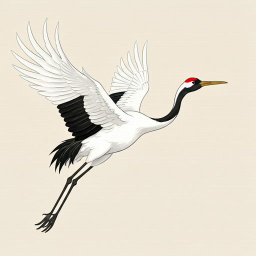 Sacred crane in flight