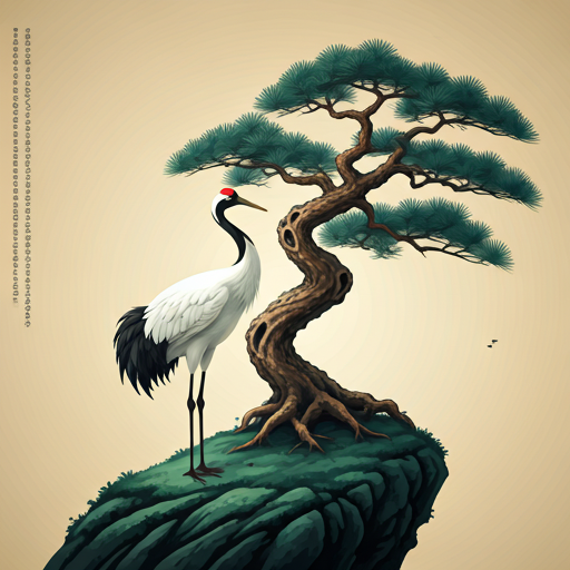 Crane and pine blessing artwork