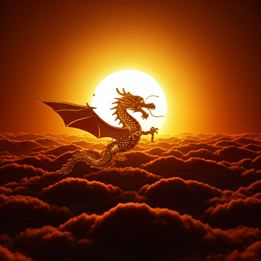 Dragon and sunrise blessing artwork