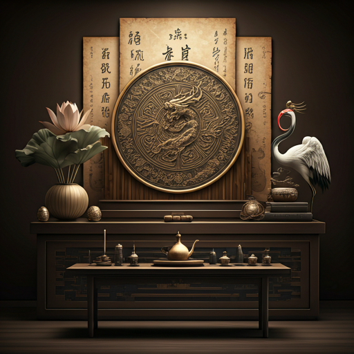 Traditional blessing altar and symbolic artwork