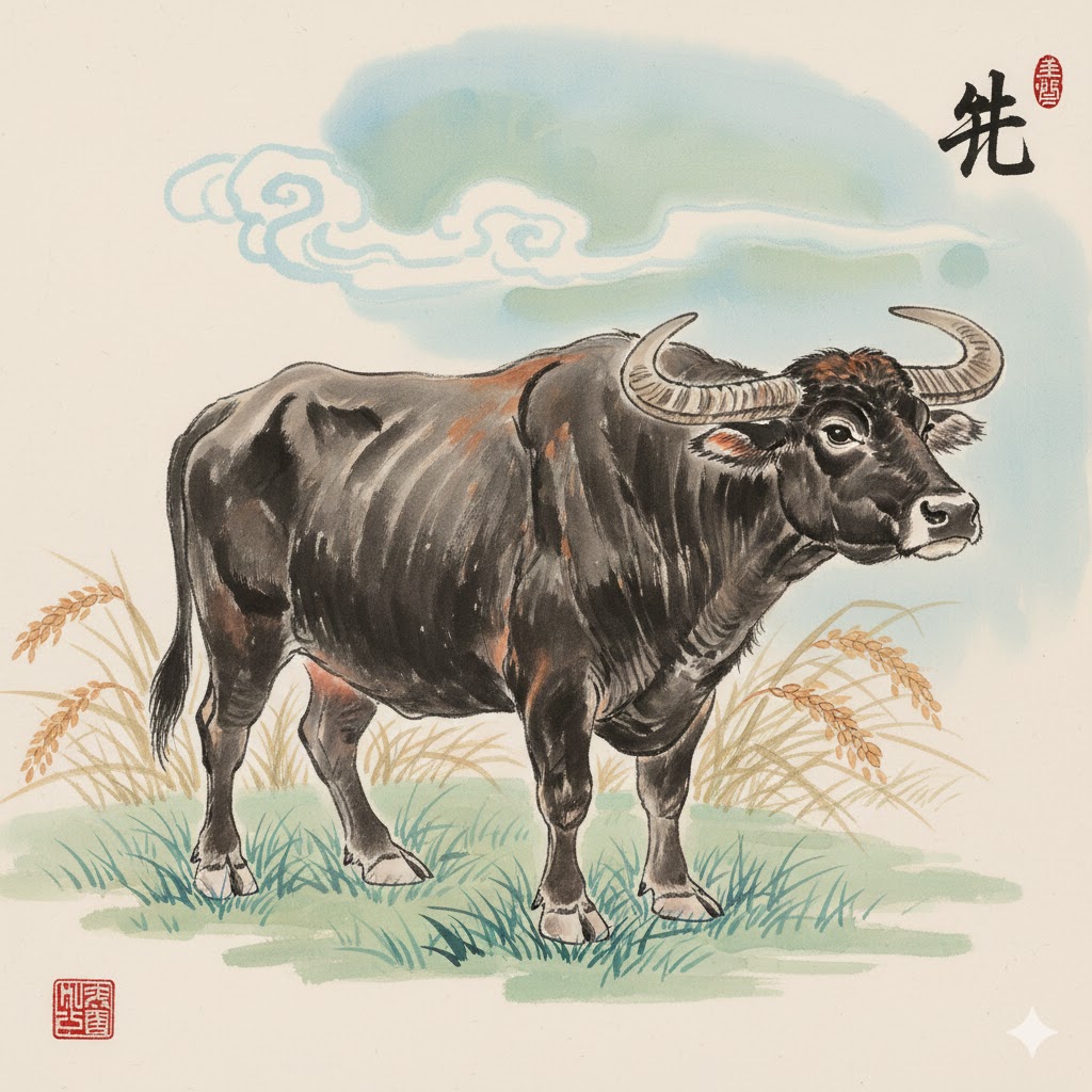 Ox zodiac animal illustration