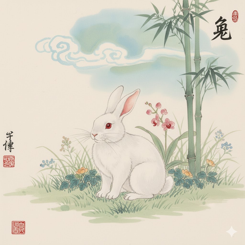 Rabbit zodiac animal illustration
