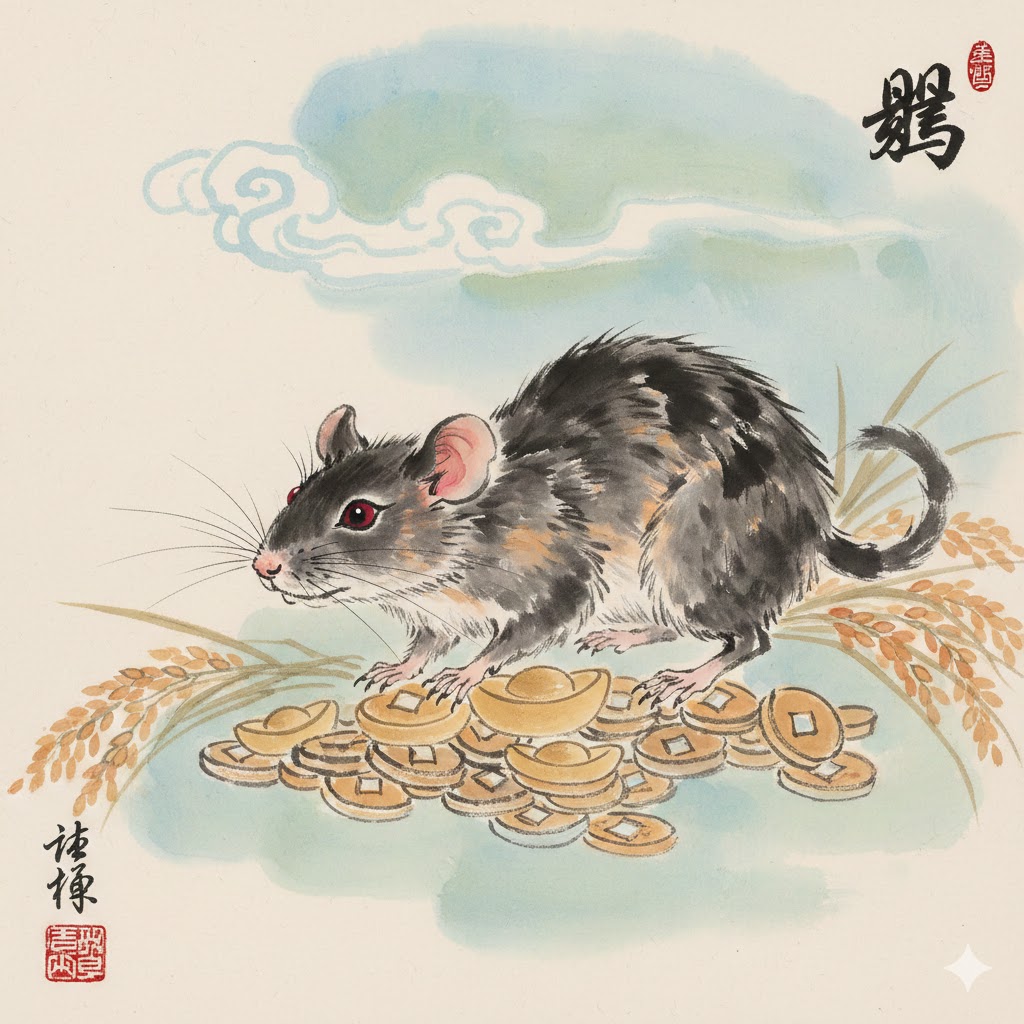Rat zodiac animal illustration