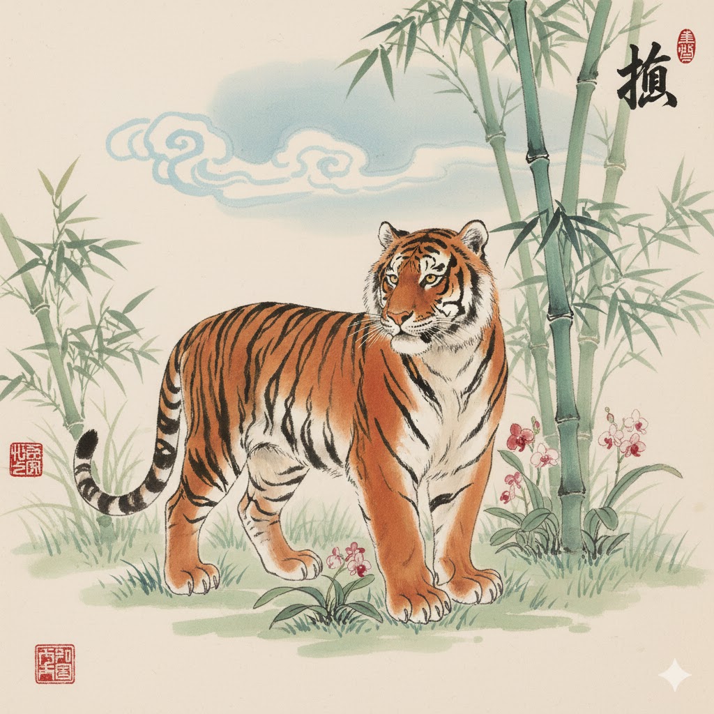 Tiger zodiac animal illustration